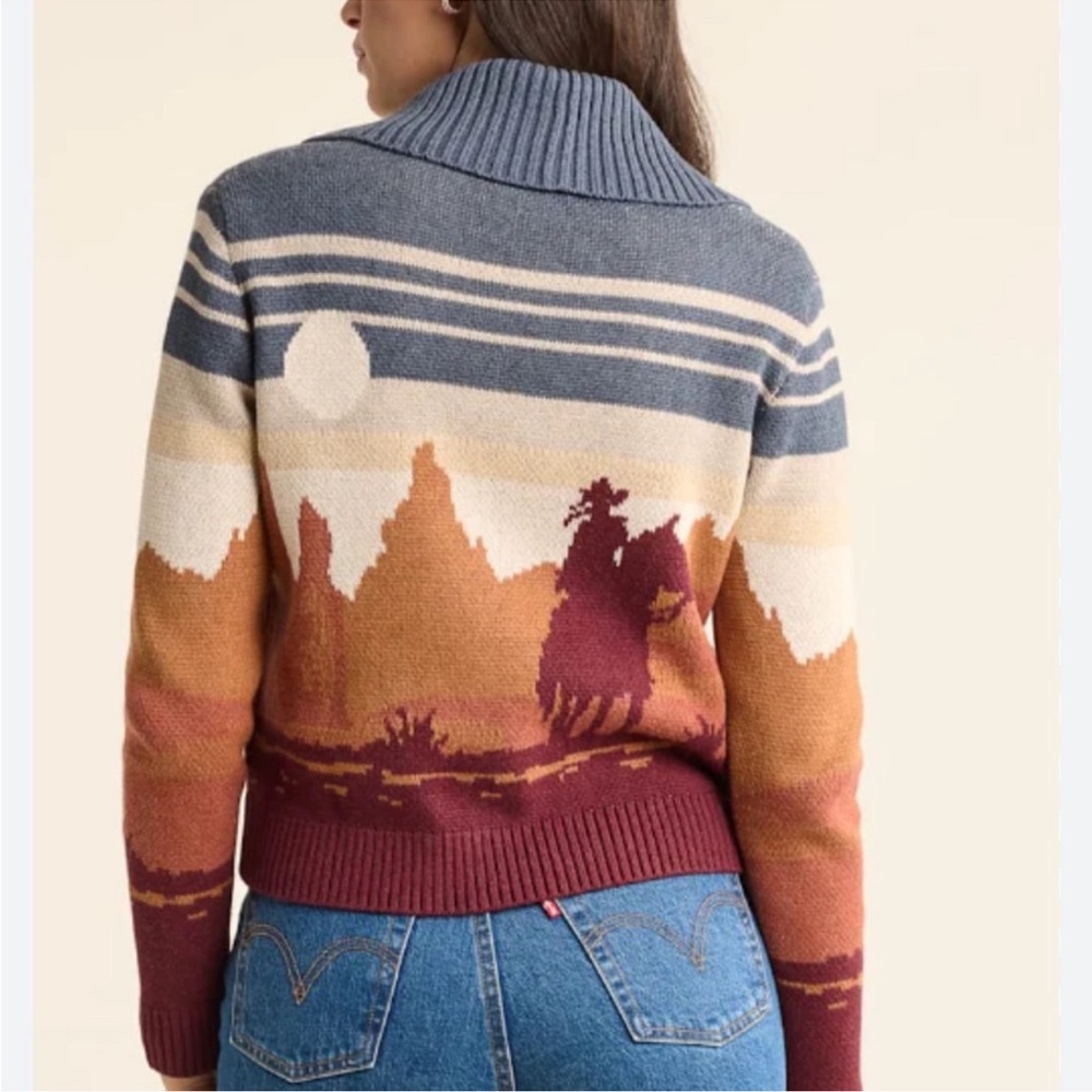 Pendleton Western Scenic Jacquard Cotton Cardigan Size Medium